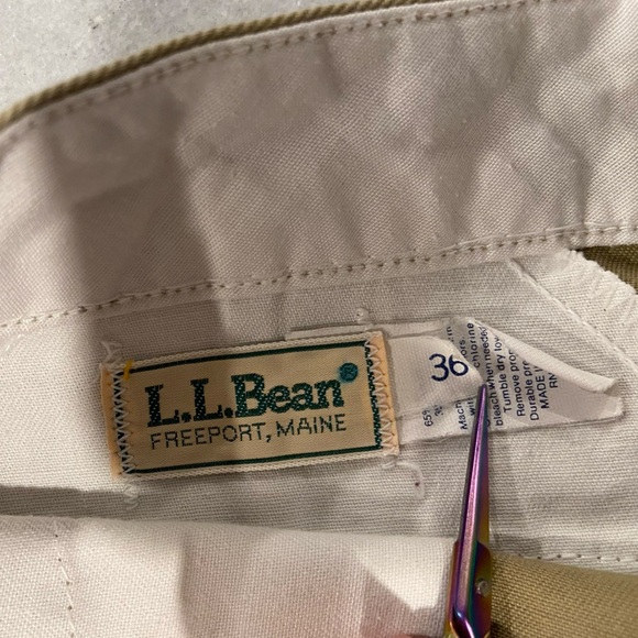 VTG 80s L.L. Bean Mens Khaki Tan Camp Hiking Shorts Flat Front Retro Size 36 - Picture 10 of 10